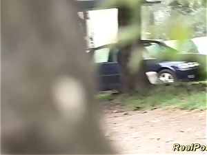 German Stepmom picked up for outdoor intercourse